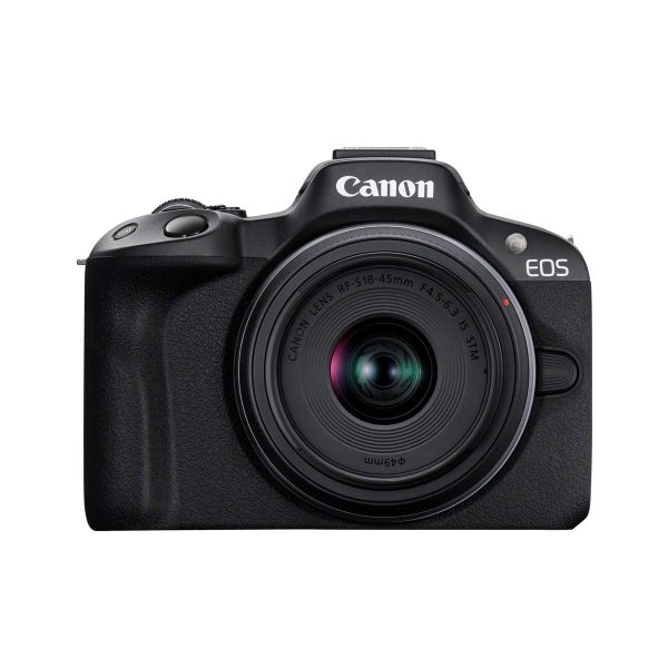 Canon EOS R50 schwarz + RF-S 18-45mm/4,5-6,3 IS STM Set mit Canon LP-E17 Akku + 32GB Speicherkarte