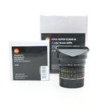 Leica M Super-Elmar 18mm/3,8 ASPH., Sn. 408931, OVP mit Leica Filterhalter E77, Art.14484, 6bit codiert, Gravur in gelb