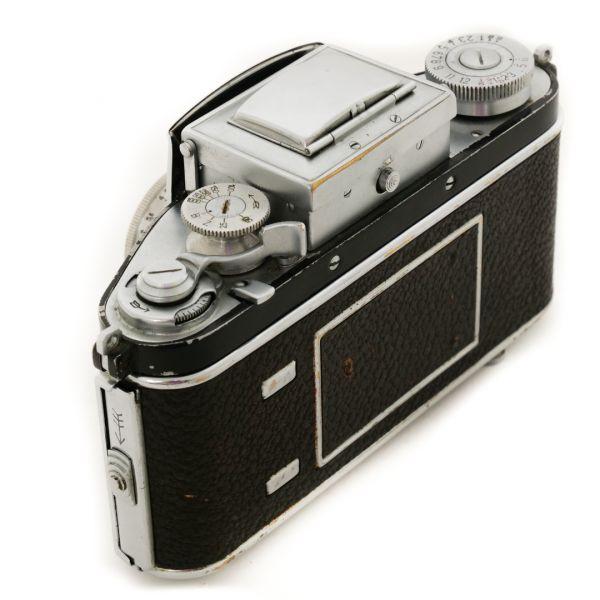 Exakta II Gehäuse Sn.663231 2. Version mit Zeiss Jena T 50mm/3,5 chrom Sn 3680239 serviciert, Tasche – Bild 3