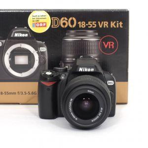 Nikon D 60 Gehäuse (2718 Auslösungen) + AF-S 18-55mm/3,5-5,6 DX, G, VR, OVP