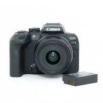 Canon EOS R10 Gehäuse (unter 34000 Auslösungen), Fremdhersteller Akku + Canon RF-S 18-45mm/4,5-6,3 IS, STM, Fremdhersteller-Sonnenblende