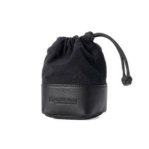 Artisan & Artist Objektiv-Tasche aus Echtleder und Textilgewebe, Größe S, Schwarz, ACAM-LP120 BKBK