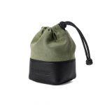 Artisan & Artist Objektiv-Tasche aus Echtleder und Textilgewebe, Größe S, Khaki, ACAM-LP120 KKBK