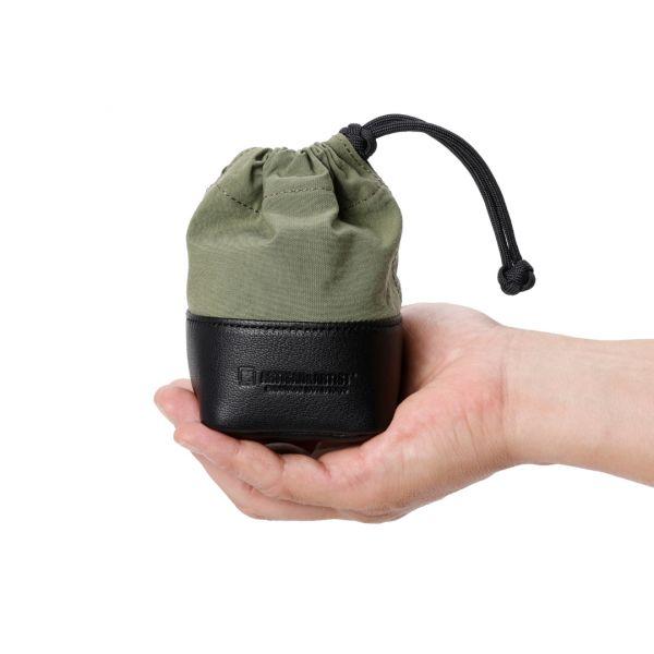 Artisan & Artist Objektiv-Tasche aus Echtleder und Textilgewebe, Größe S, Khaki, ACAM-LP120 KKBK – Bild 2