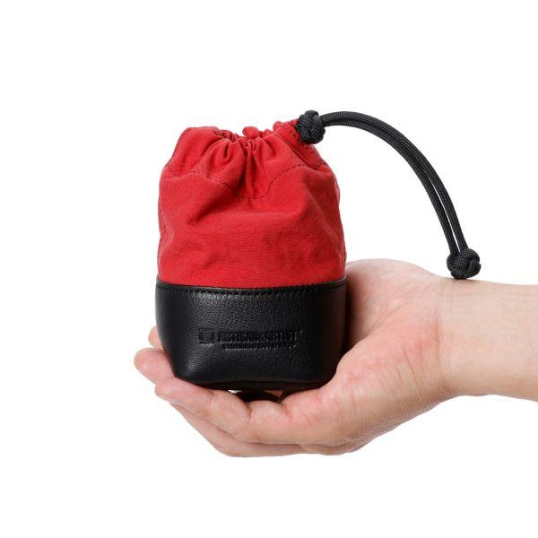 Artisan & Artist Objektiv-Tasche aus Echtleder und Textilgewebe, Größe S, Rot, ACAM-LP120 RDBK – Bild 2