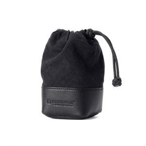 Artisan & Artist Objektiv-Tasche aus Echtleder und Textilgewebe, Größe M, Schwarz, ACAM-LP140 BKBK