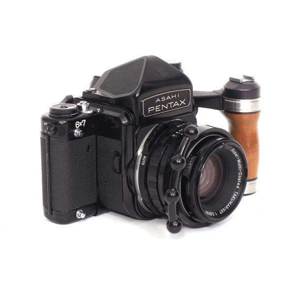 Pentax Asahi 6x7 Mittelformatkamera + 90mm/2,8 LS Takumar, Holzgriff, Riemen, Fokusring – Bild 2