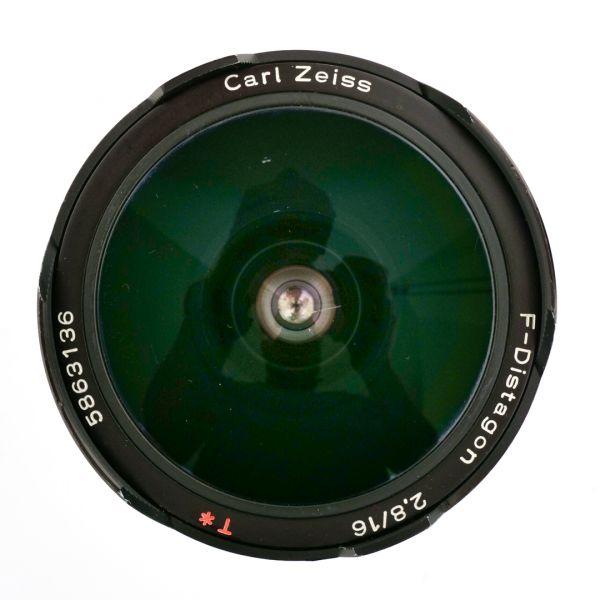 Contax Zeiss MF 16mm/2,8 T* Distagon für Contax/Yashica (Kratzer auf Frontlinse, leichte Flare-Bildung) Beutel – Bild 3