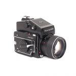 Mamiya 645 1000s Gehäuse +  Mamiya Sekor C 80mm/1,9, Prismensucher, Griff, Sonnenblende, 2x Filmeinsatz