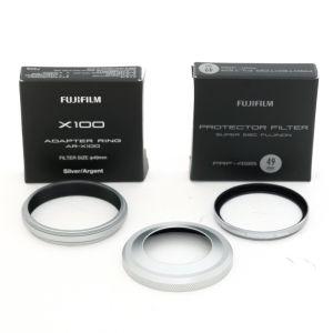 Fujifilm AR-X100 Adapter Ring silber + Fujifilm PRF-49S 49mm UV Filter Silber + Fremdhersteller Sonnenblende silber, inkl. 20% MwSt.