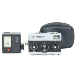 Rollei 35, Kompaktkamera mit Zeiss Tessar 40mm/3,5 Blitz, Tasche, serviciert