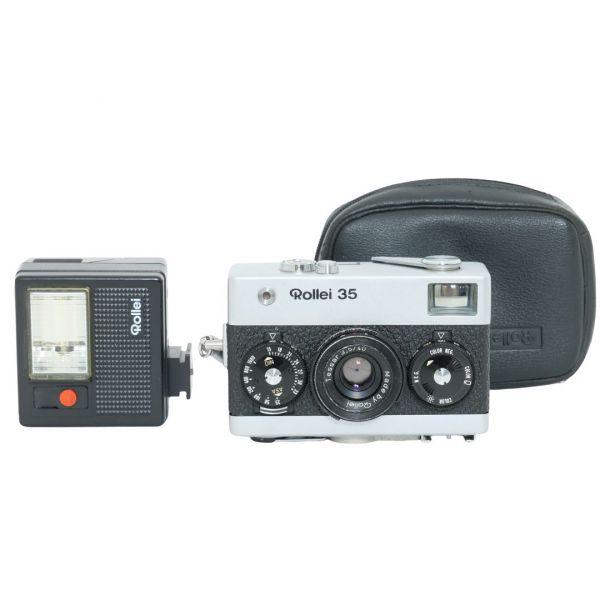 Rollei 35, Kompaktkamera mit Zeiss Tessar 40mm/3,5 Blitz, Tasche, serviciert