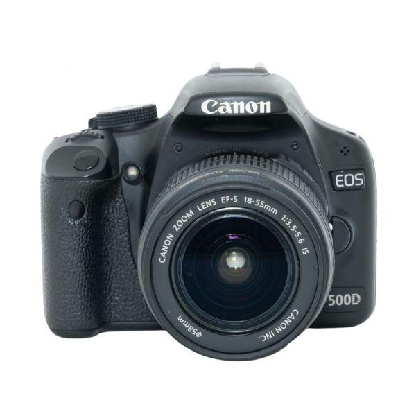 Canon EOS 500D Gehäuse (21708 Auslösungen), (USB-Abdeckung defekt) + EF-S 18-55mm/3,5-5,6 IS
