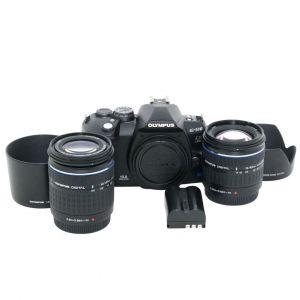 Olympus E-510 Gehäuse (1595 Auslösungen) 2. Akku, Olympus 14-42mm/3,5-5,6 ED, Sonnenblende + Olympus 40-150mm/4-5,6  ED, Sonnenblende