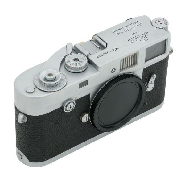 Leica M2 Gehäuse silber, Sn.960649, Button Rewind, Tasche – Bild 2