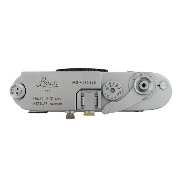 Leica M2 Gehäuse silber, Sn.960649, Button Rewind, Tasche – Bild 4
