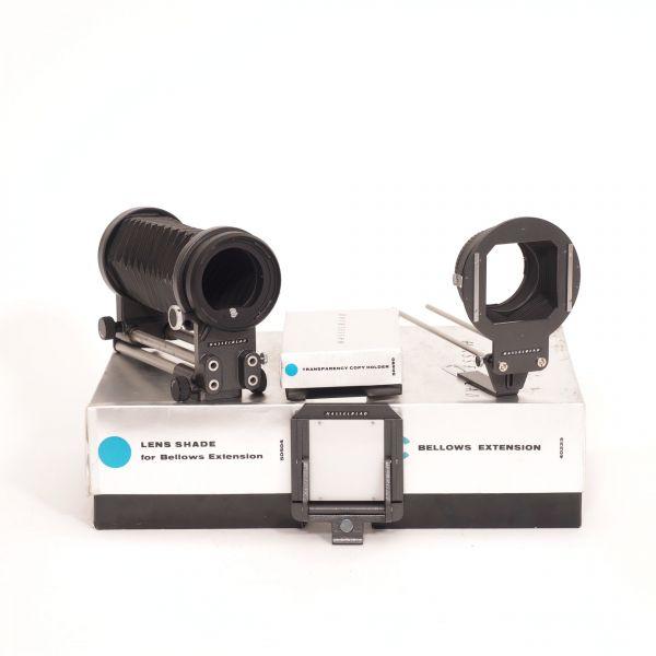 Hasselblad Balgengerät V-System, Art.Nr.40223 mit Streulichtblende Art.Nr.50504, Kopiervorsatz, OVP