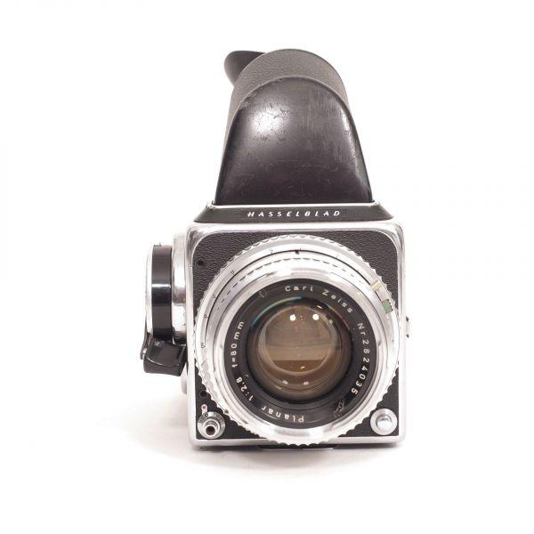 Hasselblad 500C Gehäuse + Planar C 80mm/2,8 silber, A16 Magazin, Prismensucher, Anleitung