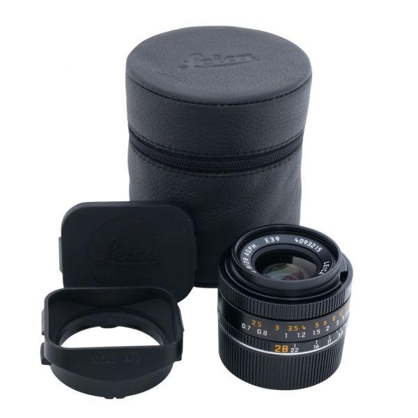 Leica M Elmarit 28mm/2,8 Asph, schwarz, Sn.4093215, ArtNr.11606, 6-Bit codiert, Sonnenblende, Köcher