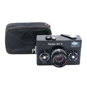 Rollei 35 S schwarz, Kompaktkamera, Tasche