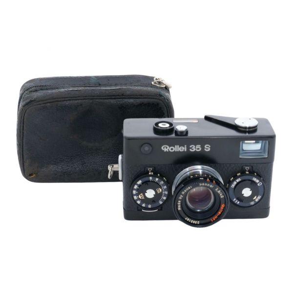 Rollei 35 S schwarz, Kompaktkamera, Tasche
