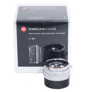 Leica M Summilux 35mm/1,4 silber verchromt, “Steel Rim”, Sn.4943112, ArtNr.11301, 6-Bit codiert, OVP, (Sonnenblende ArtNr.12486 fehlt), 6 Monate Garantie