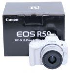 Canon EOS R50 weiß (unter 1000 Auslösungen) mit Canon RF-S 18-45mm/4,5-6,3 IS, STM, OVP, 6 Monate Garantie