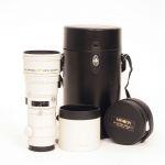 Minolta AF 300mm/4 APO (leichter Staub im Linsensystem – kein Einfluss auf Bildqualität), Sonnenblende, Köcher