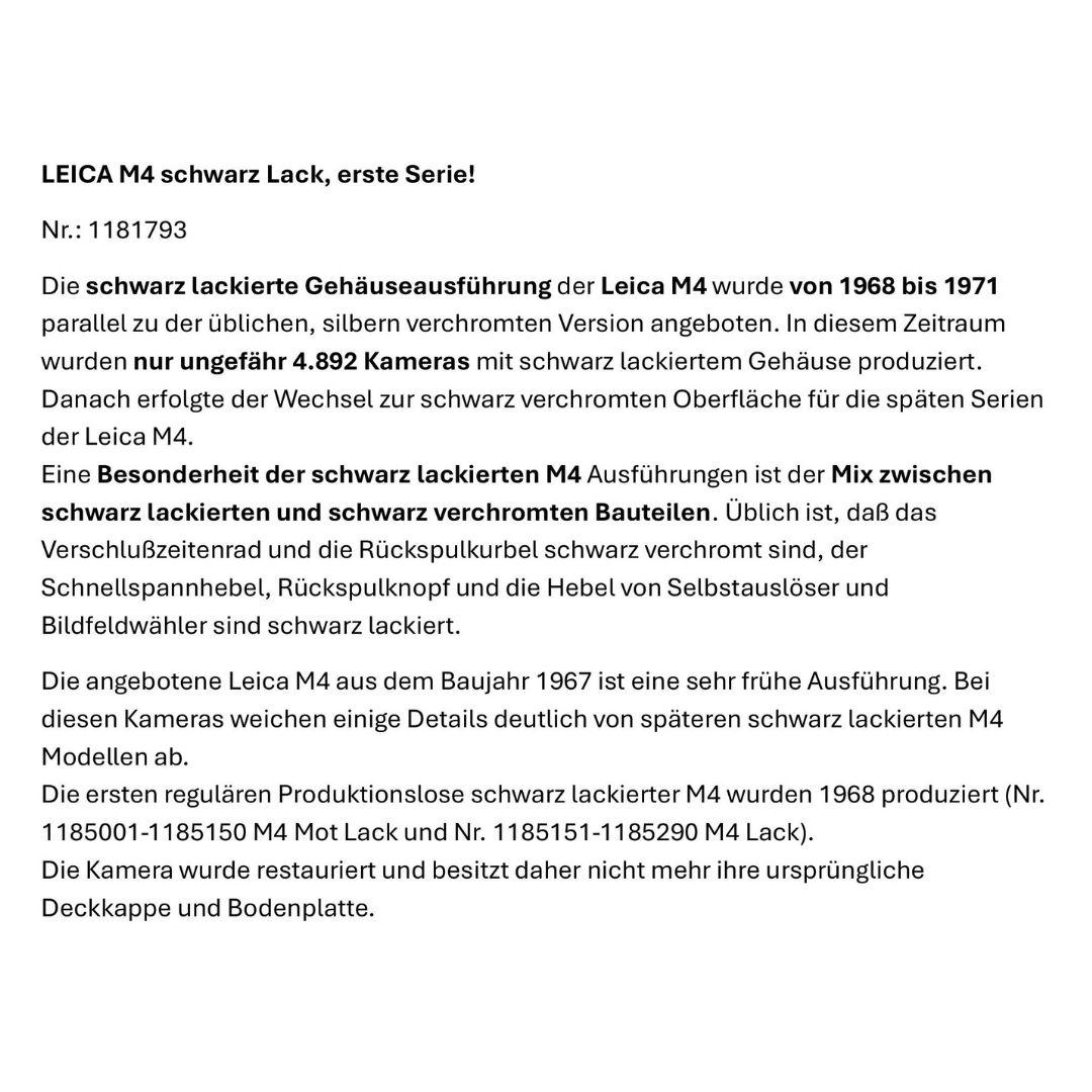 Leica M4 Gehäuse, Schwarz Lack, (restauriert) – Bild 9