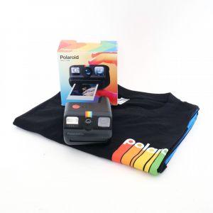 Polaroid GO Sofortbildkamera black mit Colorfolm 10 Photos Setpreis inkl. Polaoid T-Shirt (Größe L)