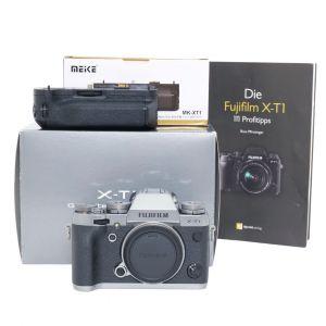 Fujifilm X-T1 Gehäuse, Graphite Silver Edition, OVP, Buch, inkl. Meike Batteriegriff