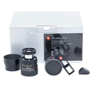 Leica M Macro Elmar 90mm/4 Sn.4175446, ArtNr.11629, 6 Bit  codiert, Set inkl. Macro Adapter-M mit Brille, Winkelsucher, Sonnenblende, OVP