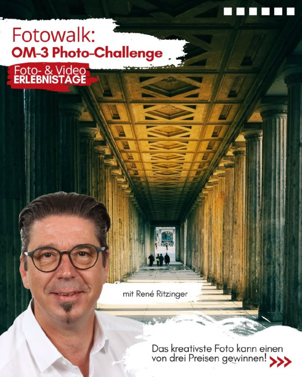 Creativity. It’s in our nature.Entdecke deine kreative Seite neu – mit der kompakten und stylischen OM-3. Im Rahmen der Foto- & Videoerlebnistage laden wir dich ein, Graz durch den Sucher der OM System Kamera neu zu erleben.

Du bekommst von uns die OM-3 samt Objektiv in die Hand – und dann heißt es: 1 Stunde, 1 Kamera, unendlich viele Möglichkeiten. Nutze die praktischen Kreativ-Einstellungen der Kamera, experimentiere mit Perspektiven, Licht und Momenten – und zeig uns deinen Blick auf die Stadt.

Die Challenge:
Mach dein kreativstes Foto – denn unter allen Einsendungen wählen wir nach der Messe die Top 3 Bilder aus.
Die Gewinner:innen dürfen sich freuen auf:

1x 150 € Gutschein für OM System (gültig bis 31.07.2025)
2x stylische OM System T-Shirts (Farbe & Größe nach Wunsch)

Ich begleite dich gerne auf deinem Walk, gebe dir Tipps zur Kamera und unterstütze dich dabei, Neues zu entdecken. Lass deiner Kreativität freien Lauf – vielleicht ist dein Bild am Ende das große Highlight!

Freitag, 13.06. von 14:00-15:45 Uhr
Die Teilnahme ist kostenlos und es sind nur begrenzt Plätze verfügbar. Melde dich unter officedigitalcameragraz.at an, um teilzunehmen!